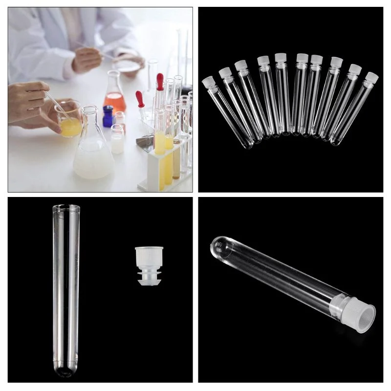 Clear Plastic Test Tubes With Lids Stoppers Lab Test Tubes DIY Handmade Beading Beads Storage Tube Lab tools