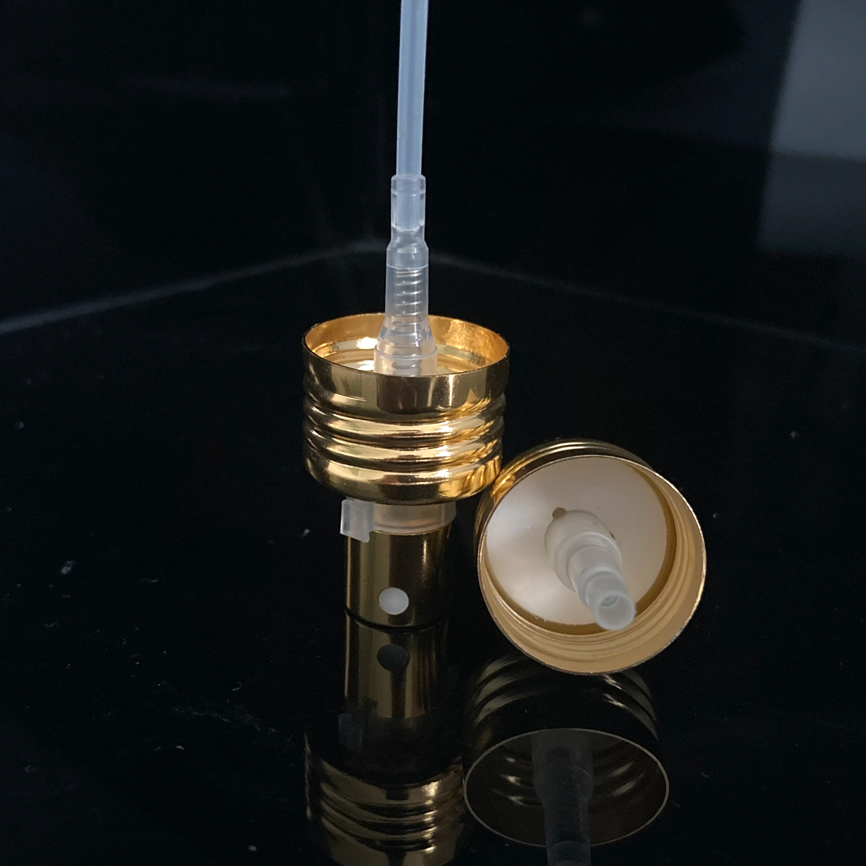 New 18mm 20mm 24mm shiny golden aluminum sprayer pump for perfume bottle screw fine mist sprayer pump