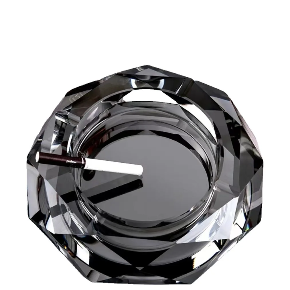 Mini Round Shape Transparent Glass Ashtray Crystal factory Wholesale Pattern Round Customized Printing Cheap Ashtray