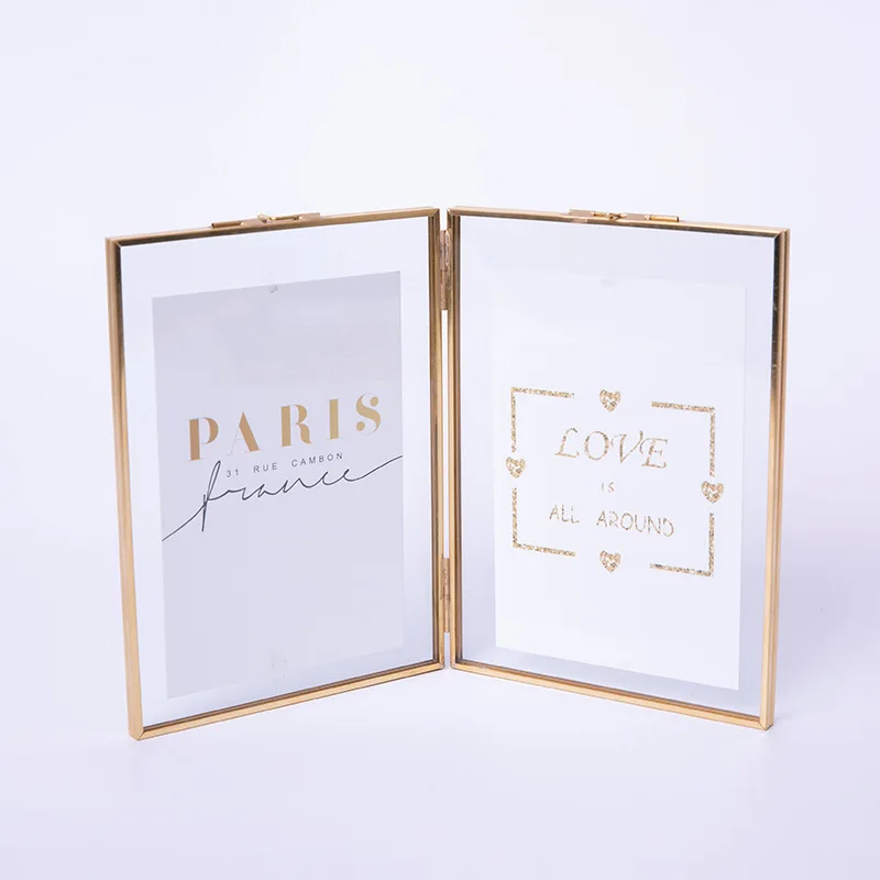 
Home Decor Gold Metal glass photo frame rectangle funny photo frame 6 inch 10 * 15cm Custom size With Glass Or Plexiglass 