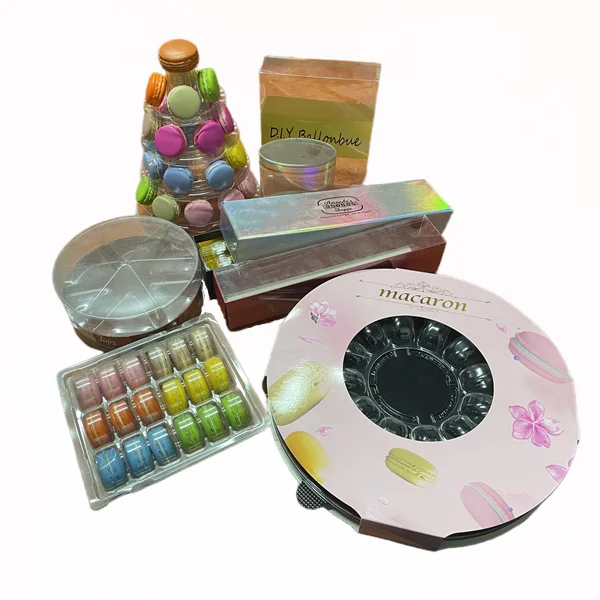 Custom Macaron Clear Tray Recyclable Macaron Packaging Transparent Box  Plastic Tray Macaron Chocolate Cookies Tray
