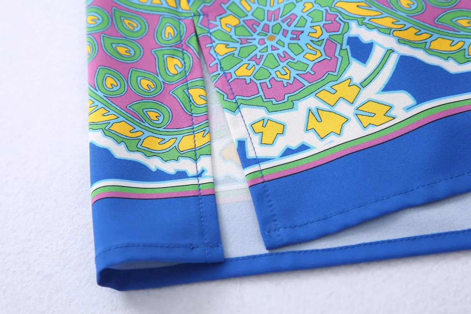 PB&ZA2022 summer new fashion Korean version of the French sweet print drapey design shirt female 7920048