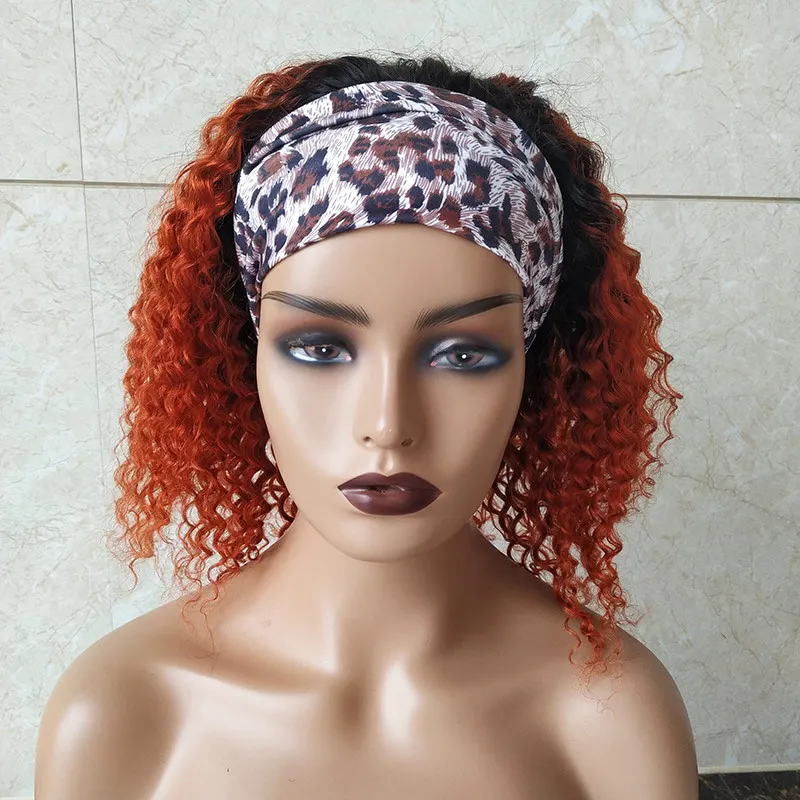 Deep wave curly 14 inch short bob T1b/350 ombre machine made Headband cuticle aligned brazilian raw indian human hair vendor wig
