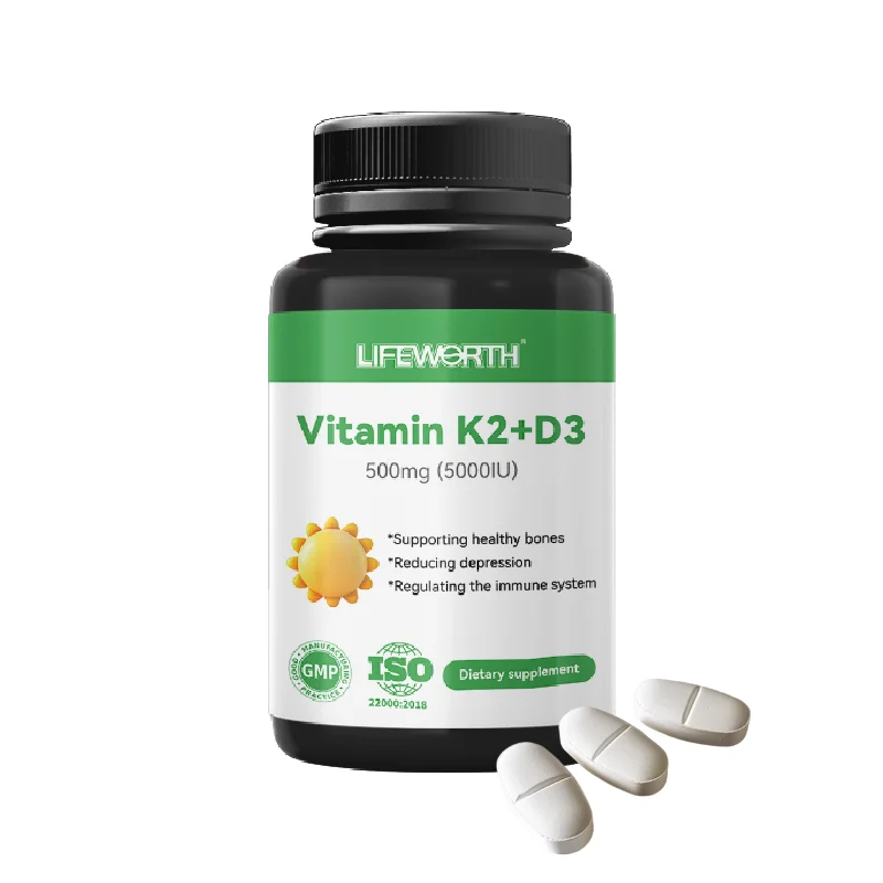 Lifeworth Vitamin K2 Fish Oil Triglyceride Fish Oil Vitamin D3 Omega-3 Softgel Capsule Fish Oil Capsules