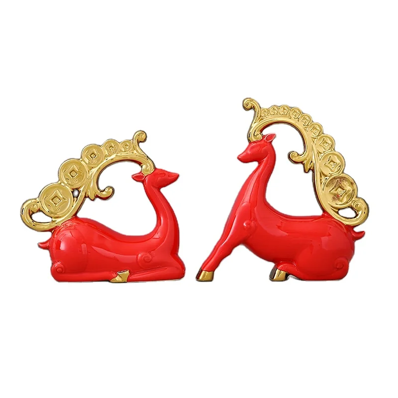 Creative Nordic Modern Reindeer Table Top Ornaments Gift Ceramics Minimalist Christmas Deer Home Decorating Products