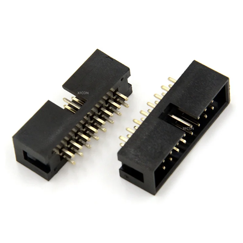 2.54mm Simple Horn Holder Dual Row Height 5.6mm Brass Gold Plate PA6T PCB Board Straight Box Header