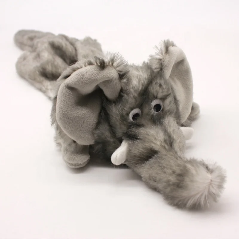 Wholesale Customized Tough Durable Plush Pet Dog Toy Teeth-cleaning Plush Elephant Shape No Stuffing Dog Chew Toy