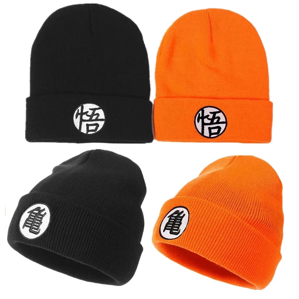 Anime Dragoned Gokued Hat Cosplay Costume Winter Warm Beanie Embroidery Hat Knitted Caped Unisex