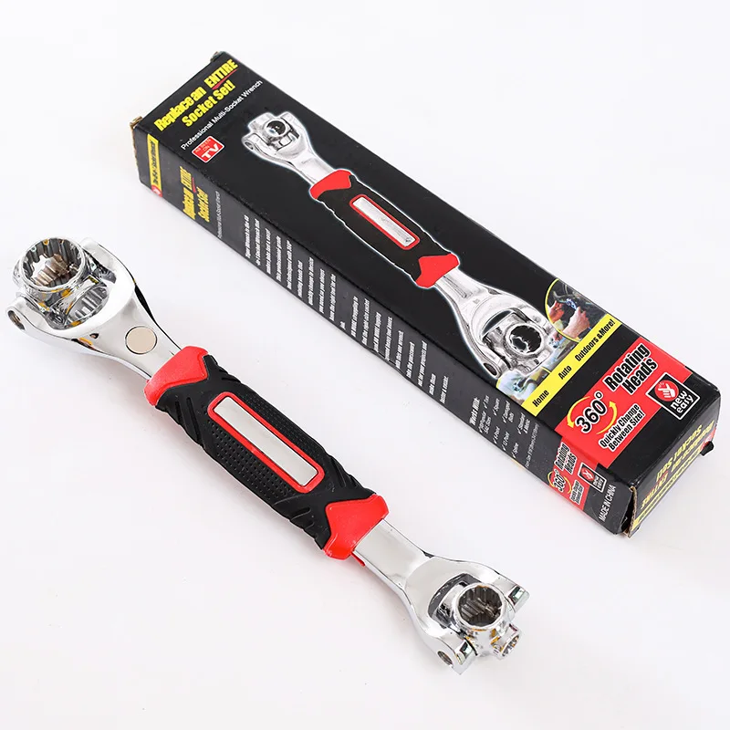 factory direct sale Chrome-vanadium alloy steel silver red  8-in-1strong magnet multi-function socket wrench
