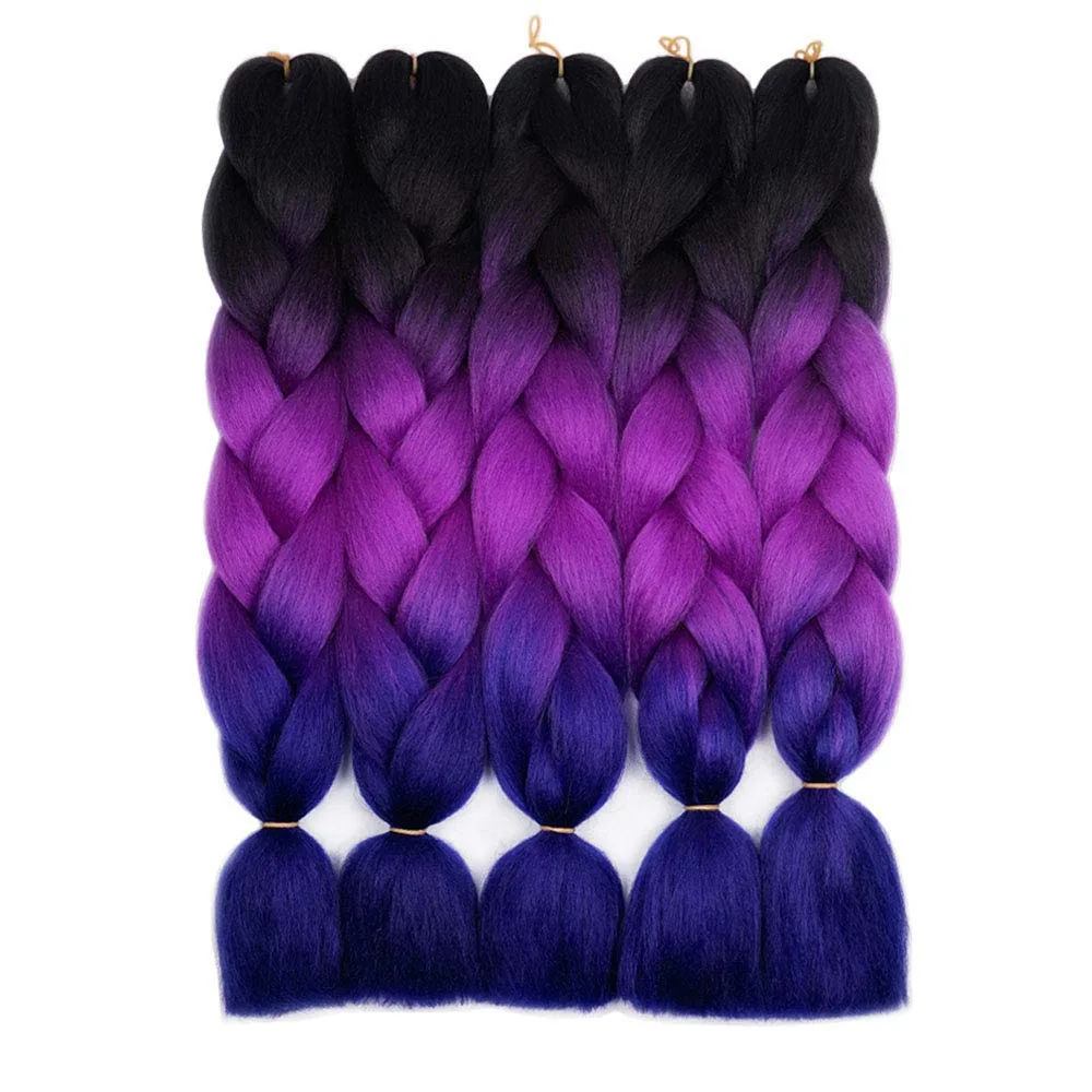 Оптовая продажа 24 дюйма супер Омбре синтетические Джамбо косички заводская цена три тона