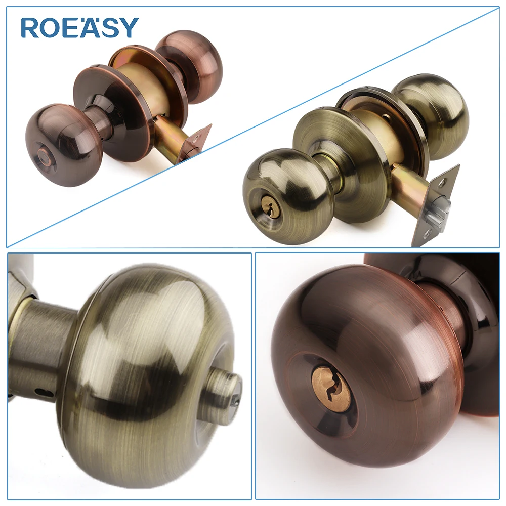 Roeasy door knob and lock set cylindrical 60mm safety privacy knob locks lock knob