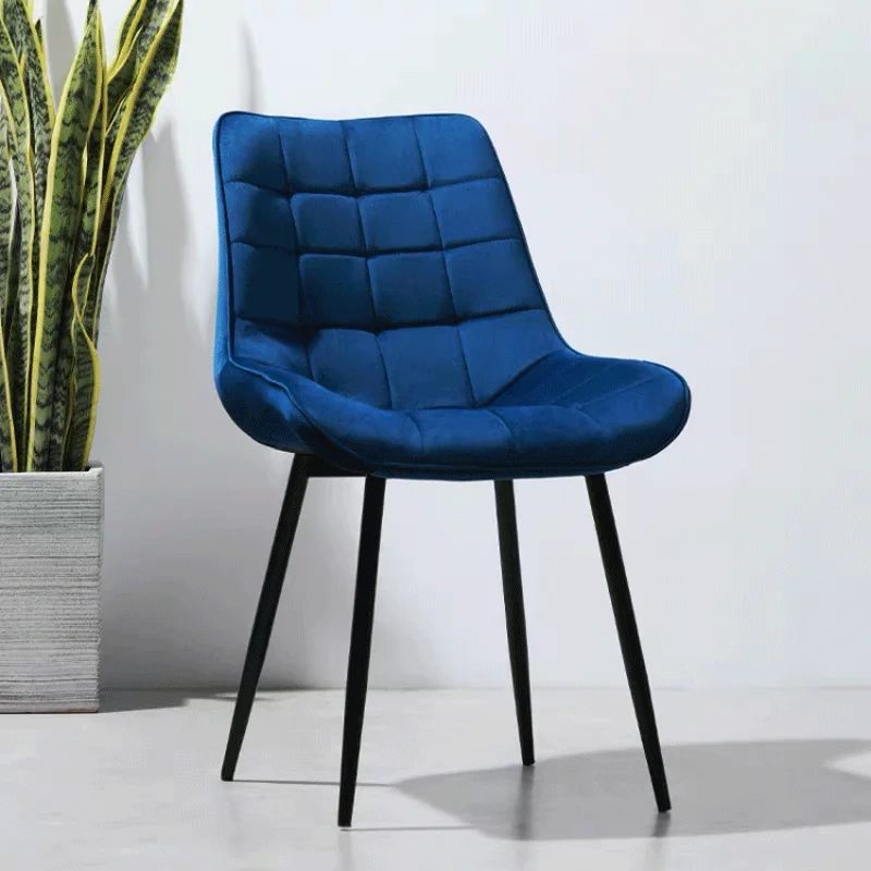 
Dinning Room Lounge Reception Restaurant chair Modern Upholstered Seat Velvet Dining Chair with Black Metal Legs 