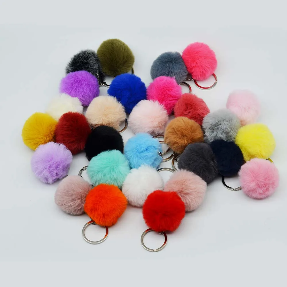 2024 Hot Sale Custom Small Size  5cm Artificial Faux Fur Ball Pompom  Accessory key rings chains Christmas Toys