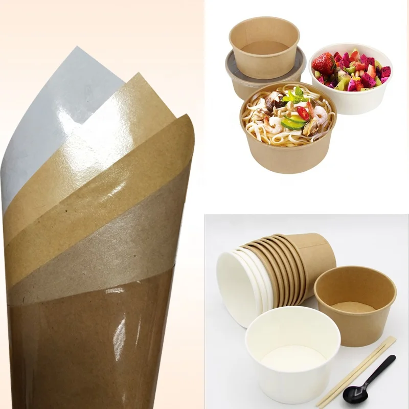 Foodgrade waterproof and oil-proof kraft poly coated paper for making paper bowl,paper meal box