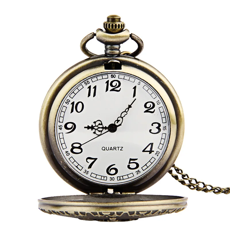 Retro Pocket Watch Bronze Quartz Pocket Watch With Long Chain Best Gift to Men Women Pendant Watches Christmas Gift