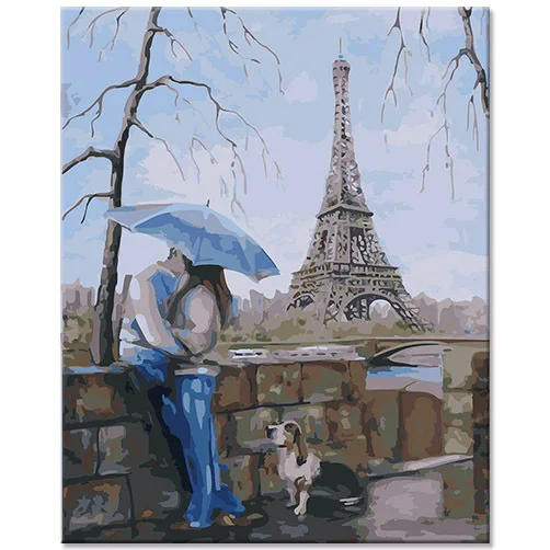 France Paris eiffel tower decorations for home luxury wall arts hand painted oil art building painting by numbers