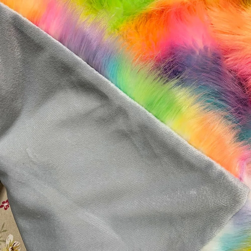 Wholesale wonderful colorful  long high pile  hair plush artificial fur fabric fake fur for garment throw blanket