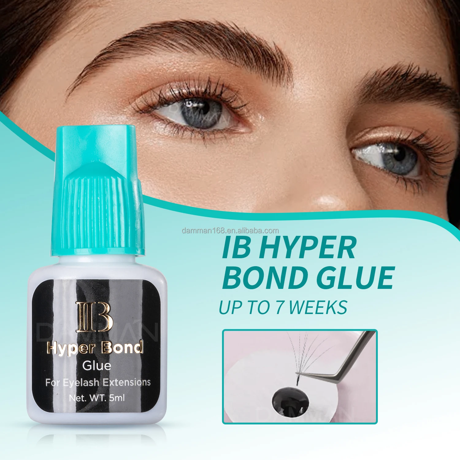 IB Hyper Bond Strong Hold 0.5s Eyelash Glue Custom Logo IB Cyan Adhesive Waterproof Eyelash Glue