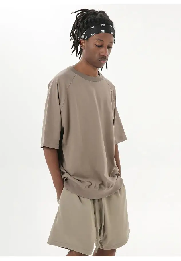 OEM Custom High Street Solid Color Pure Cotton American Casual Couple T-Shirt Short-Sleeved Print Loose Fit Bottoming Small