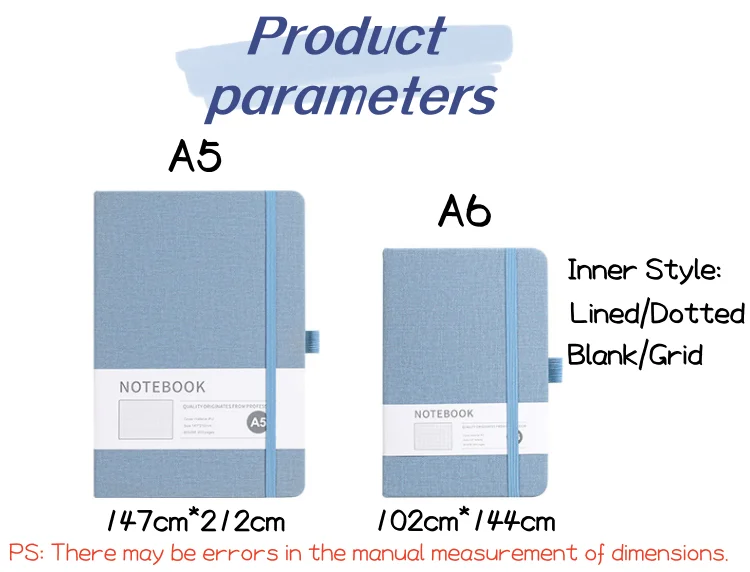 Custom logo Gift Box A6 Fabric Cover Notebook 100 Pages Double-sided Printing Paper Business School Essay Diary Office Gift
