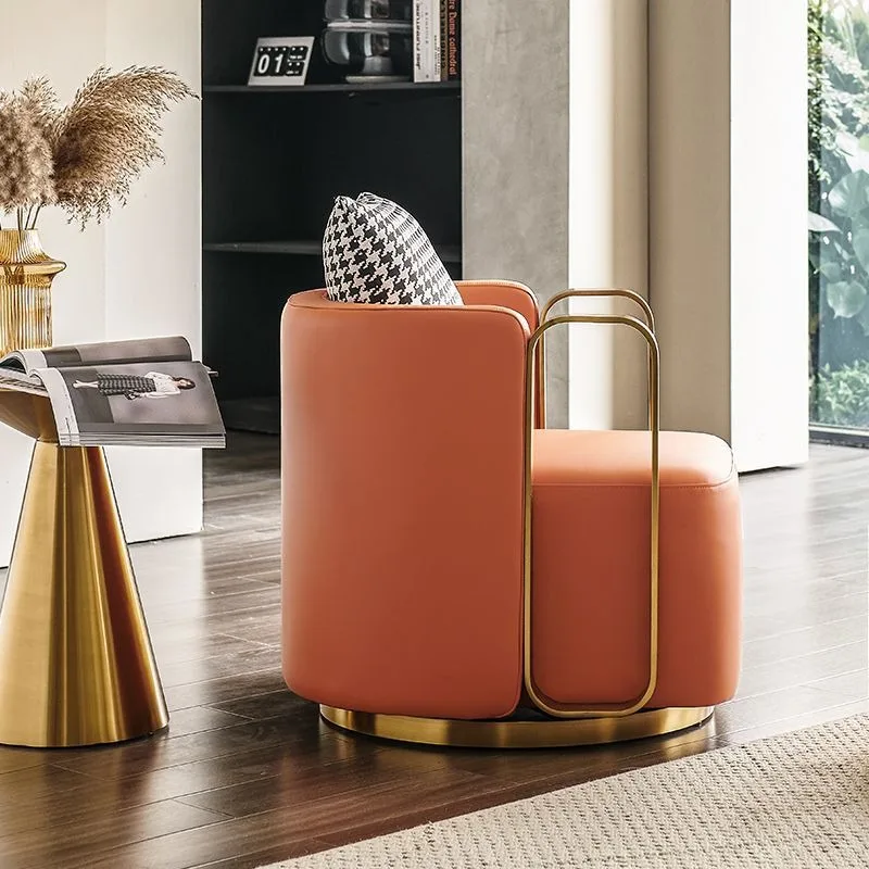 Luxury single sofa chair Nordic living room rotatable lazy chair modern minimalist leather chair