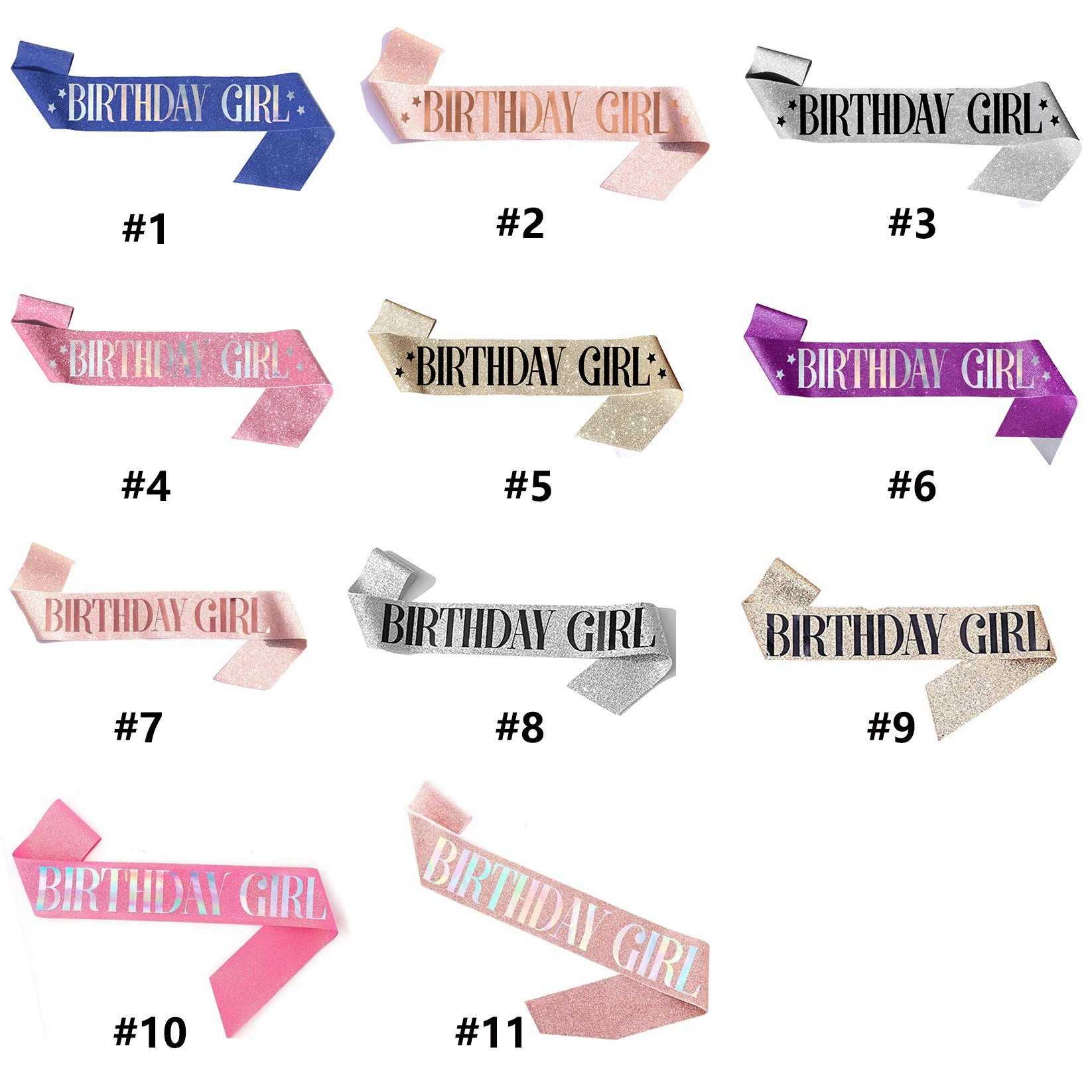 
Birthday sash happy birthday girl sash Rose Gold Glitter queen Shoulder straps for Birthday Party Decorations 