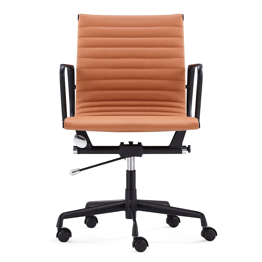 
High Quality factory Black Matted Aluminum Back leather executive task Office Chair 