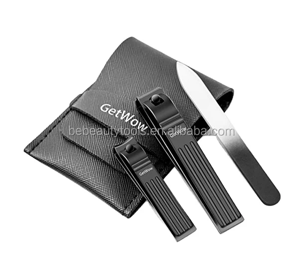 Travel Black Stainless Steel Sharp Manicure Nail File Clipper for Fingernail Toenail,Deluxe Nail Trimming Cutter