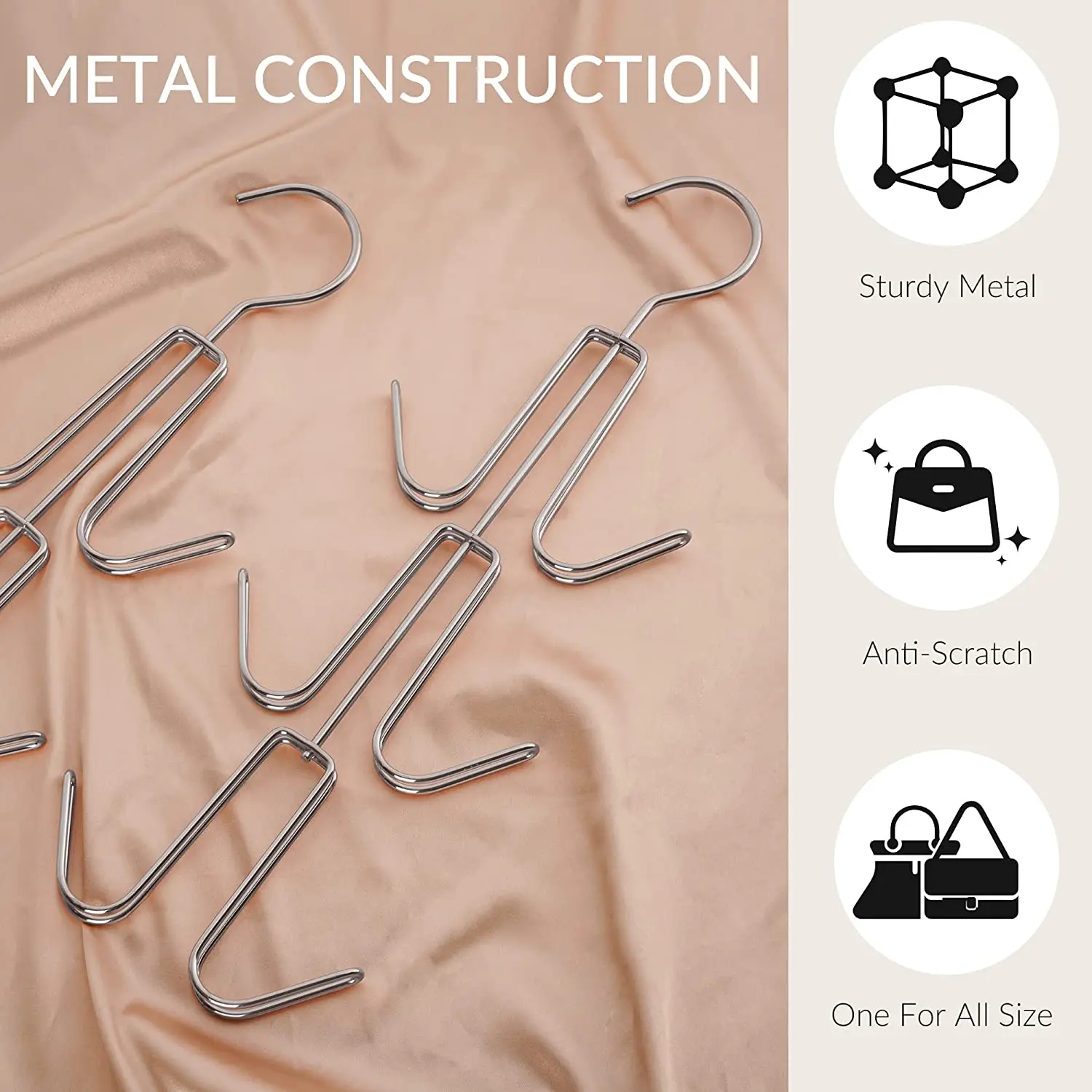 Multifunction useful metal high quality clothes hanger  bag hanger with chrome black colour