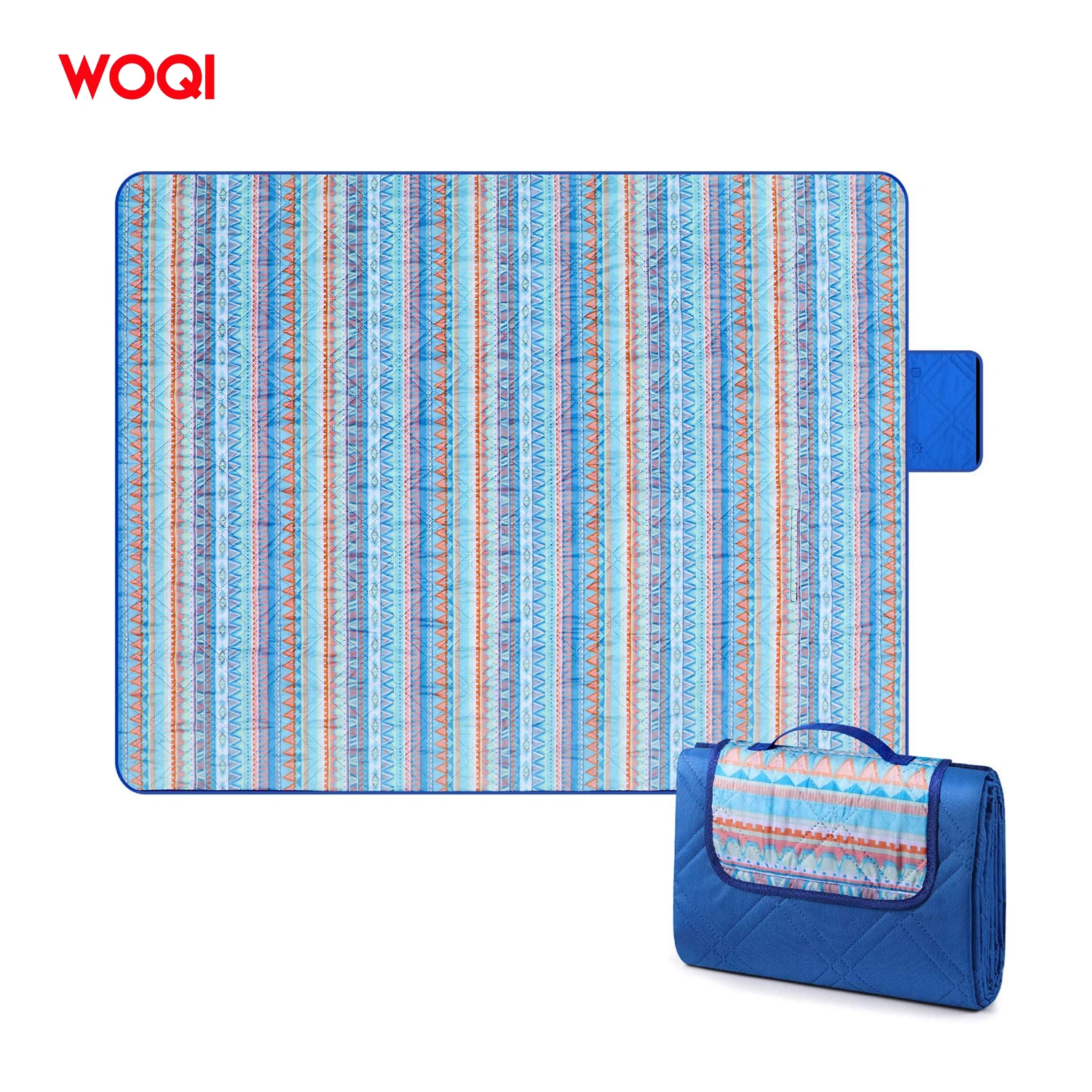 WOQI  Wholesale Picnic Blanket Custom Outdoor Camping Rug Beach Mat Portable Foldable Cotton Canvas Picnic Pad