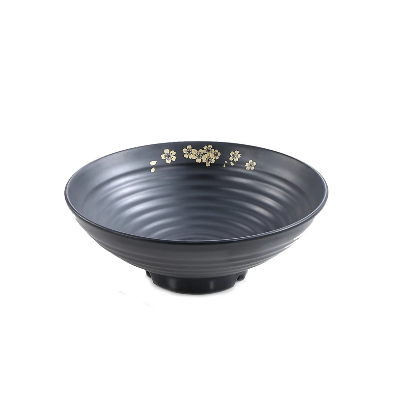 Wholesale Melamine Ramen Bowls Plastic Black Matte Bowls Dinnerware Set for Rice Soup Noodle