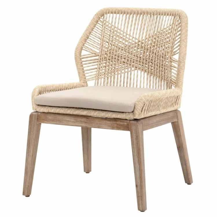 Modern wicker hotel restaurant garden cafe dinning outdoor wooden rattan chair outdoor