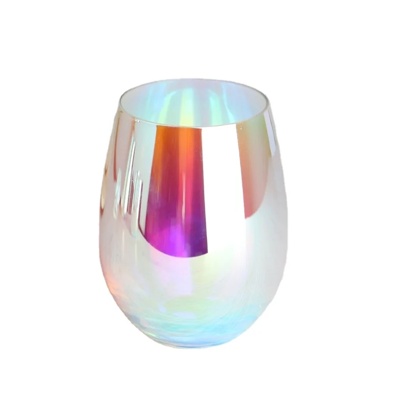 Iridescent holographic Egg Shape Wine Glass Candle Jars For Candle Making