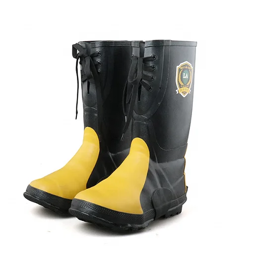 3539 Heavy Industry Mining Laced Rubber Boots High Top Safety Steel Toe Cap Labor Wellington Boots For Miners
