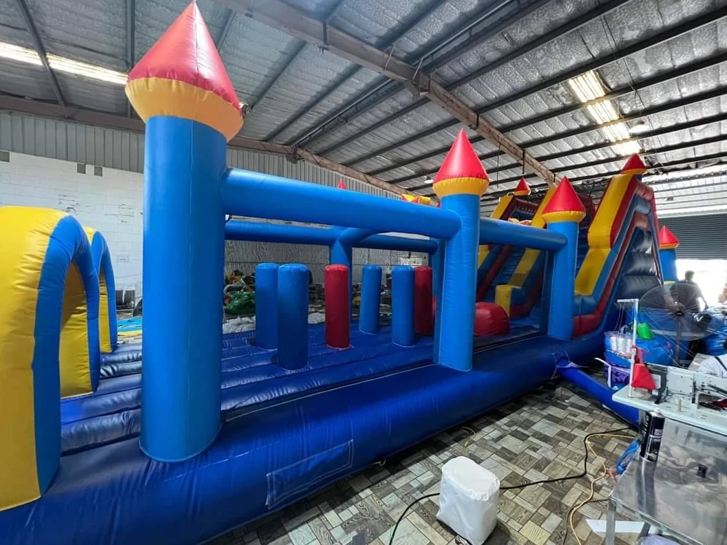 Obstacle Clearance Inflatable Game PVC Unisex Adult Inflatable Obstacle Course Customize Size 60 Ft Jump Orange Titan Obstacles