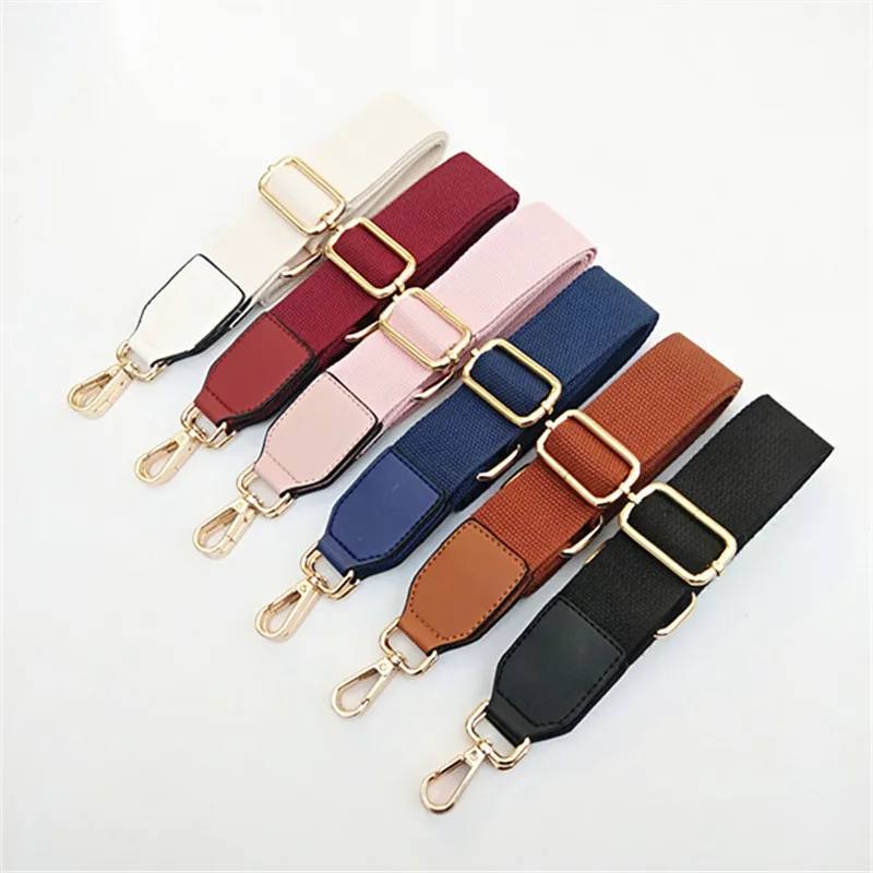 Canvas Solid Color Bag Strap New Woven Webbing Crossbody Bag 3.8CM Adjustable Cotton Wide Shoulder Straps for Bags