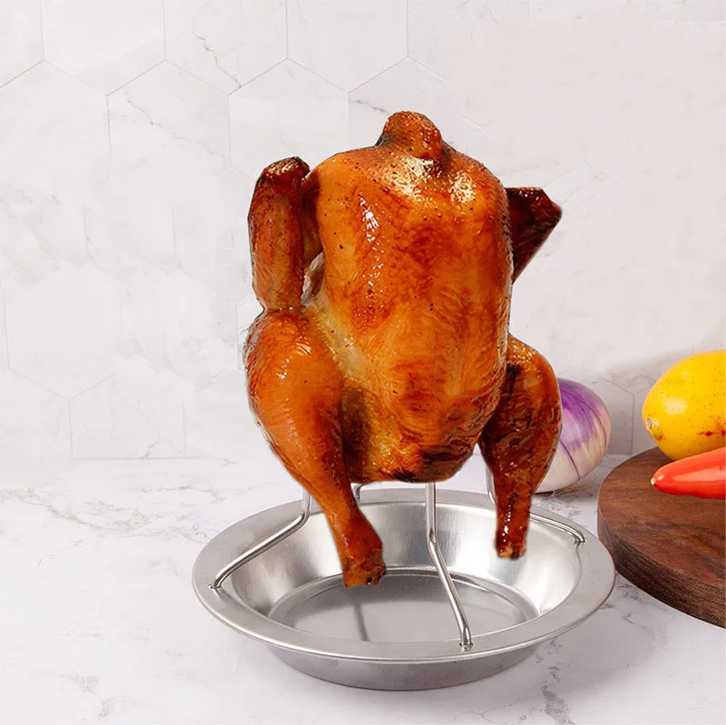 Folding BBQ Grilling Stainless Steel Vertical Oven Roaster Machine Chicken Holder Stainless Steel Beer Can Chicken Roaster Rack