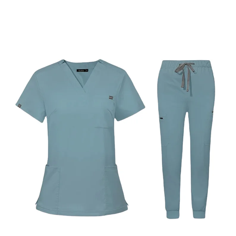 wholesale V-neck short-sleeved hospital nurse dress set female operating room hand washing clothes in stock