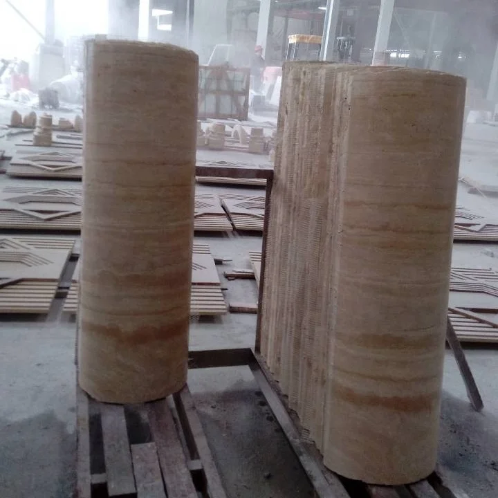 Refine Stone supply Beige travertine decorative pillars capital designs marble columns