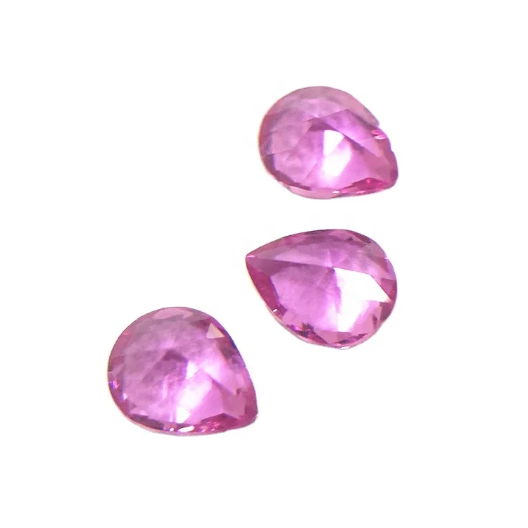Niel gems pear cut 3# tear rose pink corundum prices wholesale synthetic sapphire gemstone loose ruby gem