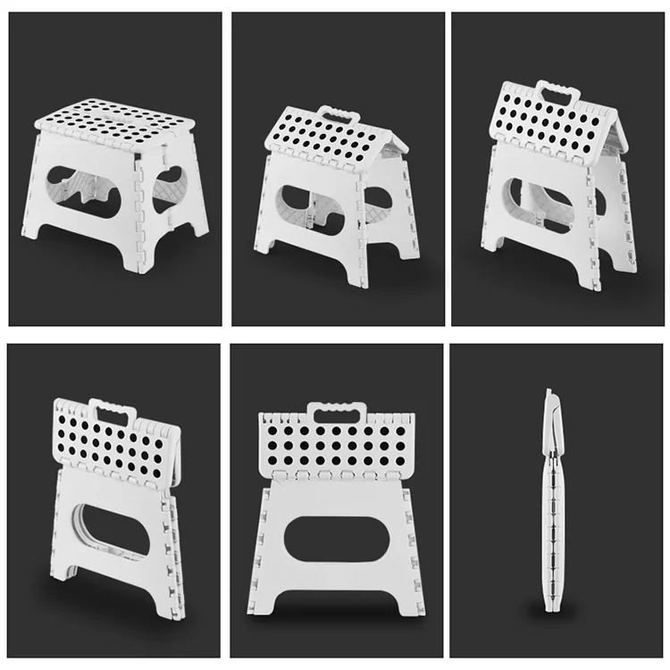 11inches 2021 New Trendy Furniture Black White Foldable Stool Plastic Foot Stool For Kitchen, RU1403 Folding Step Stool