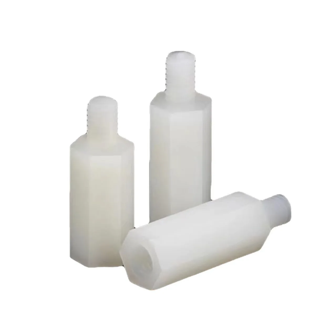 White M3 hexagonal external thread stud nylon single head spacer plastic hex standoff