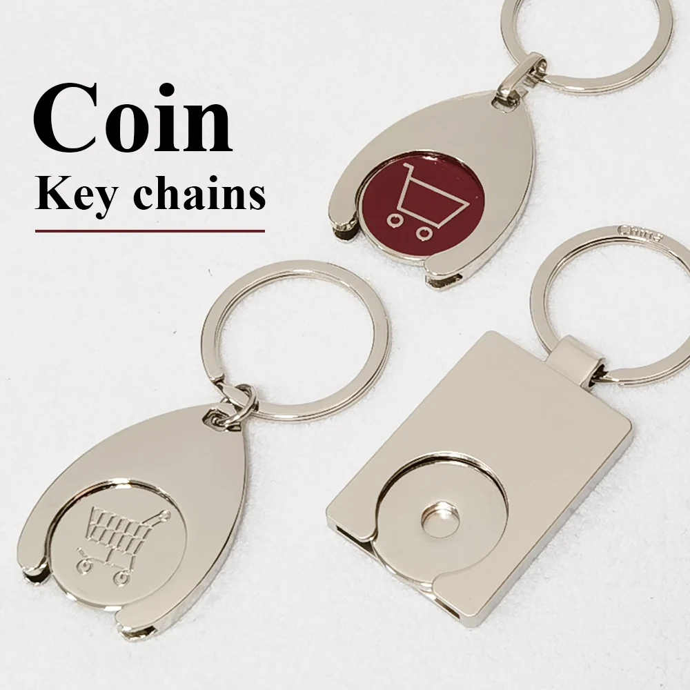 Keyring Manufacturer Wholesale Shopping Cart Trolley Keychain Shopping Trolley Coin Supermarket Custom Metal Token Key chains