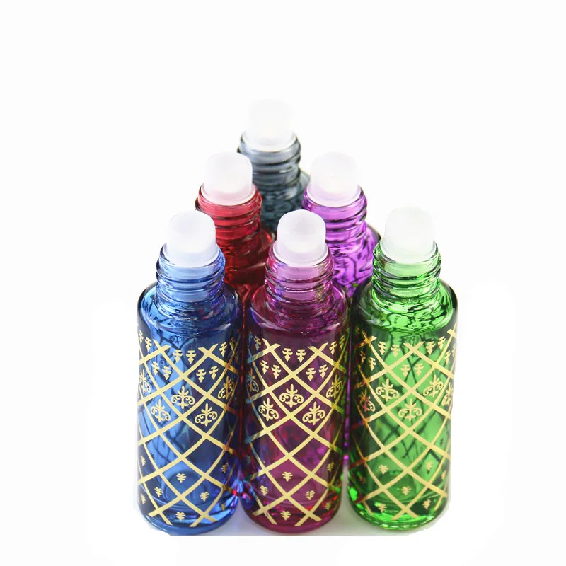 6ml 8ml Luxury Dubai Arabic Middle East Essential Oil Perfume glass roller bottle with gold lid