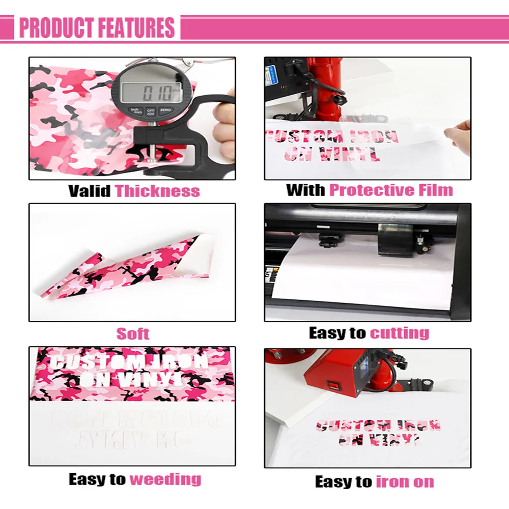 new arrival custom brand camouflage pattern iron on heat transfer letters vinyl for sportswear logo