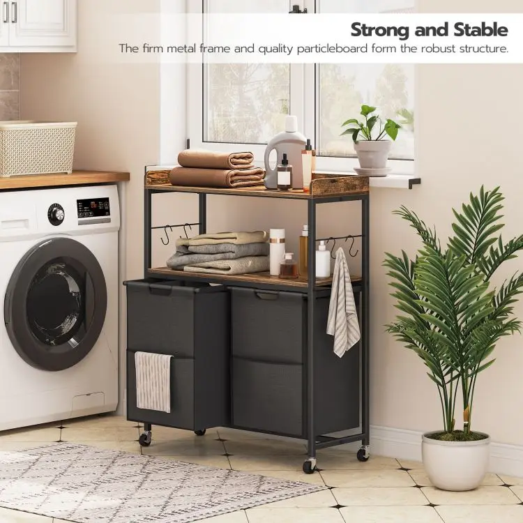 Wholesale Laundry Basket on Wheels, HOOBRO Brand Laundry Hamper Sorter on Wheels for Clothes, Dirty Clothes Washing Rolling Cart