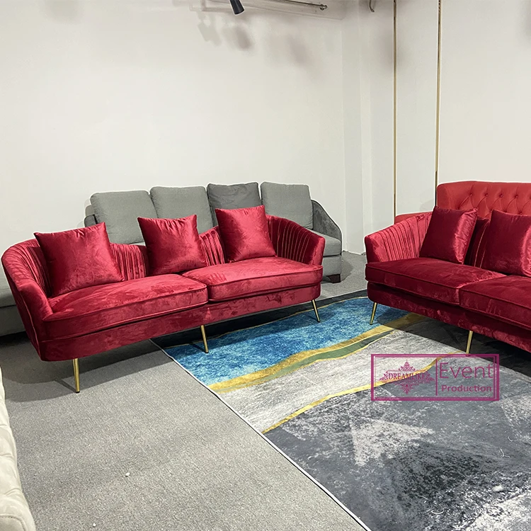 Luxury Modern Hotel lobby living room sofas set couch furniture 3 seats optional white pink blue wedding sofas