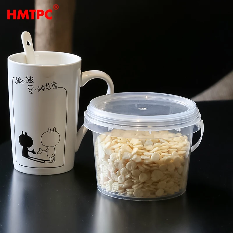 Food Grade Material Mini Transparent Plastic Bucket Oatmeal Beer Cup Popcorn Container Lobster Storage With Lid Wholesale 0.5L