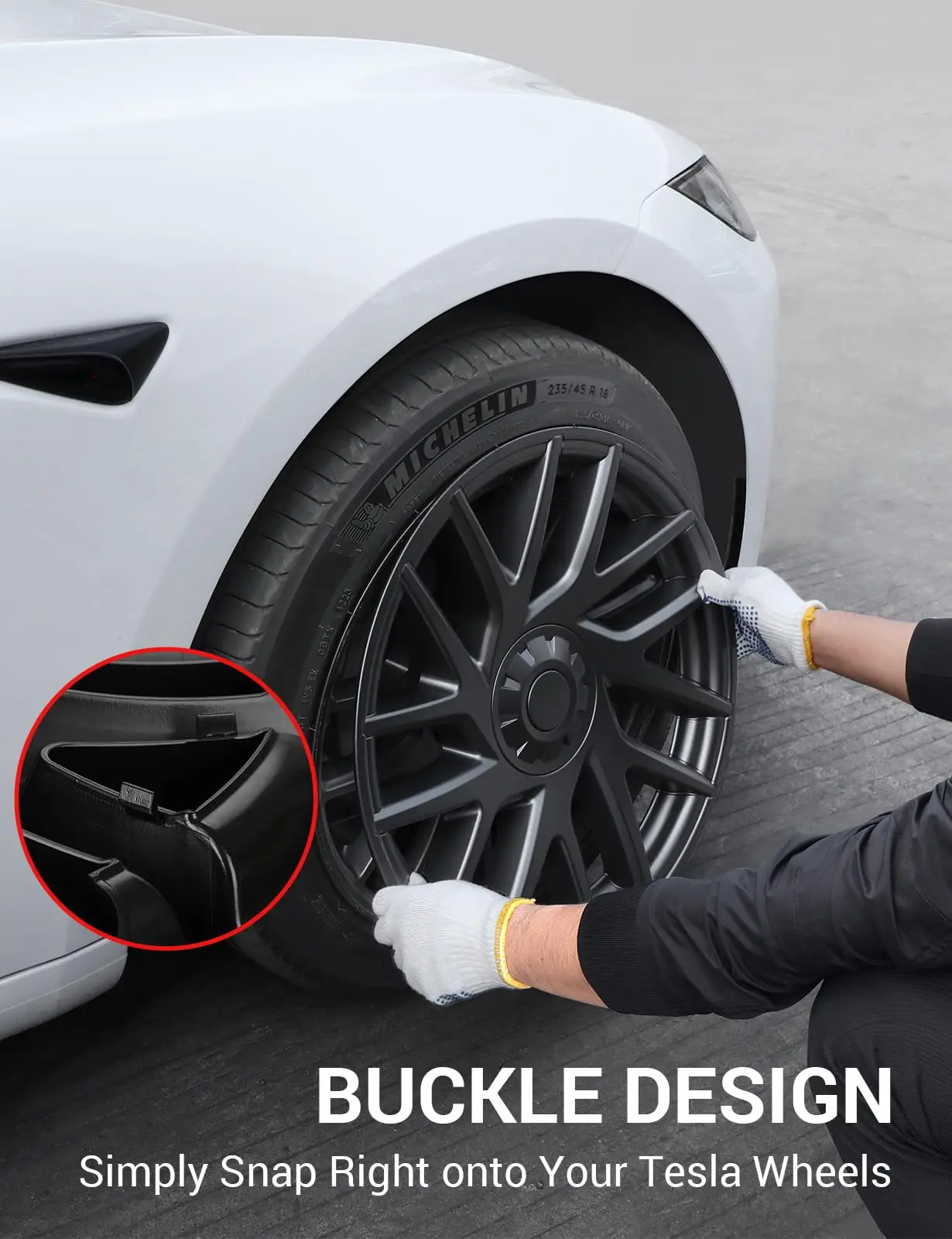 18 Inch Matte Black Hubcap Wheel Hub Caps OEM Rim Protectors Cover Replacement Wheel Cover for 2024 Tesla Model 3 Highland