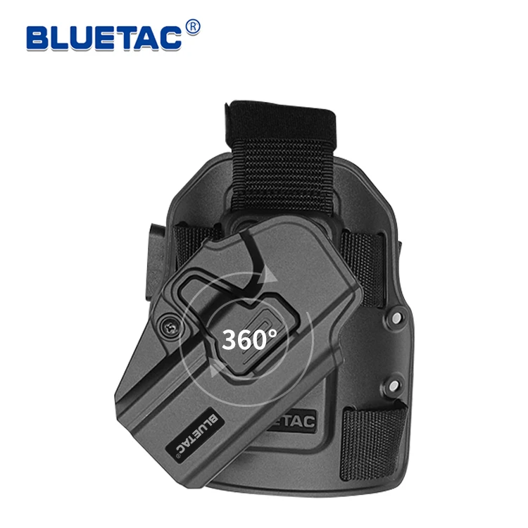 Bluetac Tactical OWB Polymer Drop Leg/Thigh Gun Holster With Drop Leg Platform 360 Degree Fit For Most Popular Gun Models